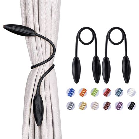2 Pack Creative Twist Curtain Tiebacks (Black) European Style Decorative Curtain Holdbacks for Home Office Window Blackout Sheer Curtains