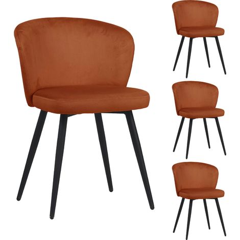 Lot de 4 chaises de repas en velours terracotta - VELVET (1/5)