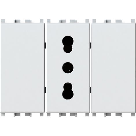 Modulo presa bipasso e 2 copri foro, serie P, bianco, 16A, compatibile con serie Vimar Arkè - 4Box Bitappo 4B.V19B.BT (1/5)
