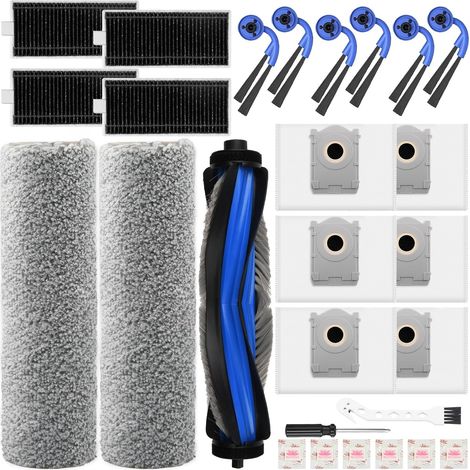 26 Stück Zubehörset für Ecovacs Deebot X9 pro Omni / X11 PRO Omni, 1 Hauptbürste 2 Mopp Reinigungswalze 6 Staubbeutel 6 Seitenbürsten 4 Filter 6 Flach-Duftstein, Roboter-Ersatzteile Zubehör (1/5)