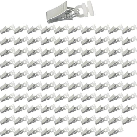 Lot de 100 pinces à rideaux flexibles en métal pour rail, crochets de rideau, clips pour rail, fenêtre, porte, rideau de douche, caravane (1/5)
