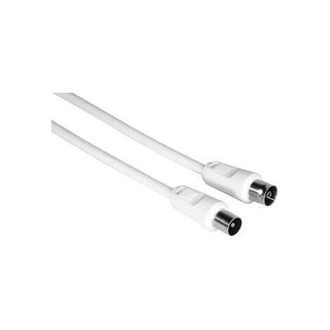 Hama - Cable de antena de televisión (cable de televisión coaxial macho - coaxial hembra, 85 db, 1,5 m, conexión de un televisor a un conector de pared o a un decodificador), color blanco (1/2)