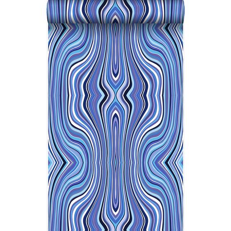 papier peint lignes graphiques bleu et turquoise - Origin Wallcoverings (1/5)