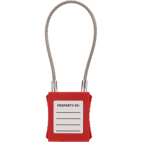 Câble de sécurité Lockout Tagout avec cadenas en acier 85mm et 2 clés pour maintenance industrielle, rouge (1/5)