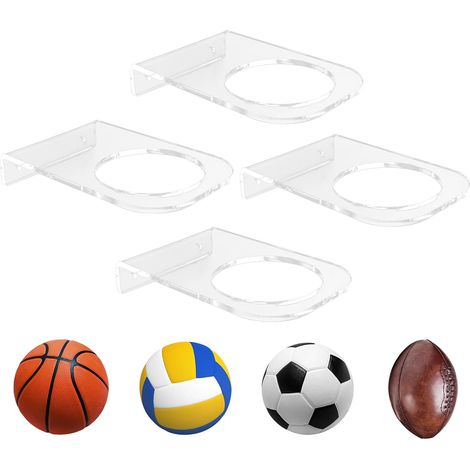 Support Ballon Mural, Support Ballon Foot en Acrylique, Support Ballon Basket pour Placer et Présenter Les Balles, pour Basketball Football Volleyball Présentoire