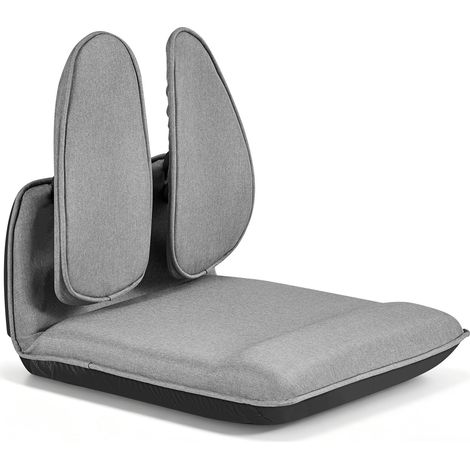 Chaise de Sol Pliable, Dossier Ergonomique Réglable à 5 Positions, Fauteuil de Sol pour Lecture, Détente et Méditation, avec Structure en Métal, Mousse Recyclée et Revêtement en Lin, Gris (1/5)