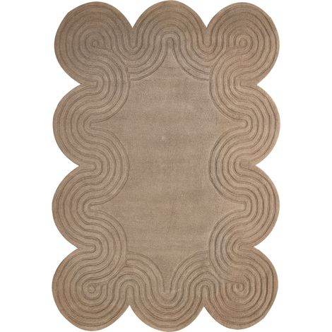 Tappeto in lana fatto a mano di forma irregolare 160 x 230 cm tortora Malvan (1/5)
