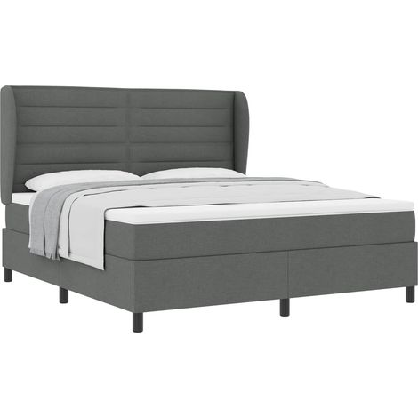 Maison Exclusive - Lit à ressorts avec matelas Gris foncé 180 x 200 cm tissu (1/5)