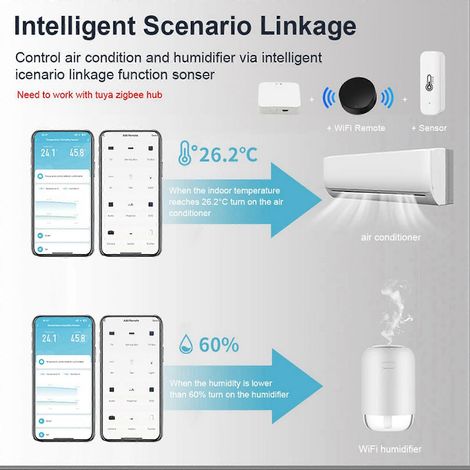 Deux capteurs de température et d'humidité, un capteur de température intelligent pour la maison, compatible avec Alexa et Google Assistant, pour un environnement de vie intelligent. (1/5)