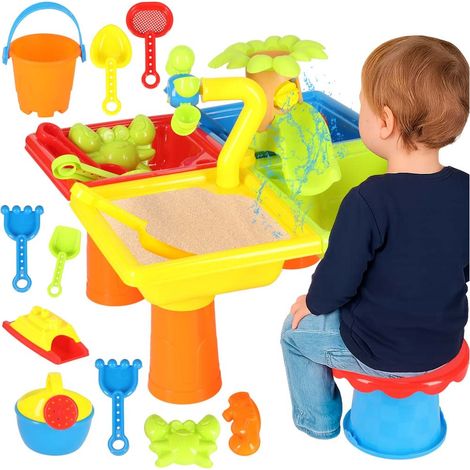 Set tavolo ad acqua sabbiera pala annaffiatoio sgabello (1/5)
