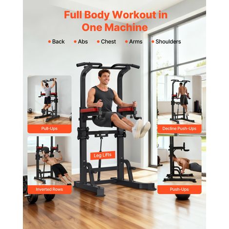 Barre de Traction Autoportante Charge 150 kg, Chaise Romaine Hauteur Réglable, Tour de Musculation avec Plateforme d'Assistance, St… (1/5)