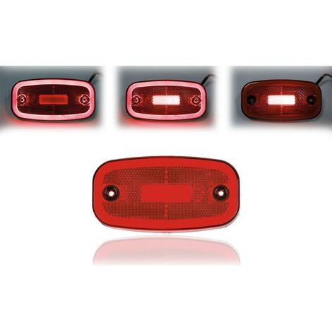 Rote LED-Positions-/Markierungsleuchte, 122 mm x 63 mm, mit drei Funktionen, 12–24 V