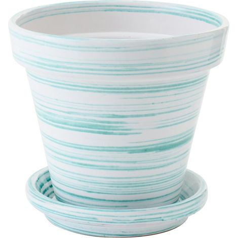 Cache-Pot Avec Soucoupe "Julio" 27cm Vert Menthe (1/5)