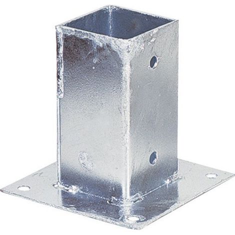 Support poteau à visser 150x150 – Accessoire pour poteau en acier galvanisé – Fixation par vis – Pour béton armé et bois dur – Alberts (1/6)