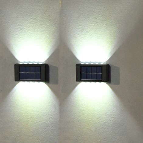 Lot de 2 ampes solaires d'extérieur , éclairage de marches solaires pour porches, escaliers, terrasses, maisons,lumière blanche 6500 K (1/5)