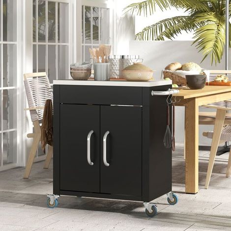 Chariot de cuisine - SOGEU - 86x50x86,5 cm - plateau inox - 6 crochets chromés - 4 roulettes (1/5)