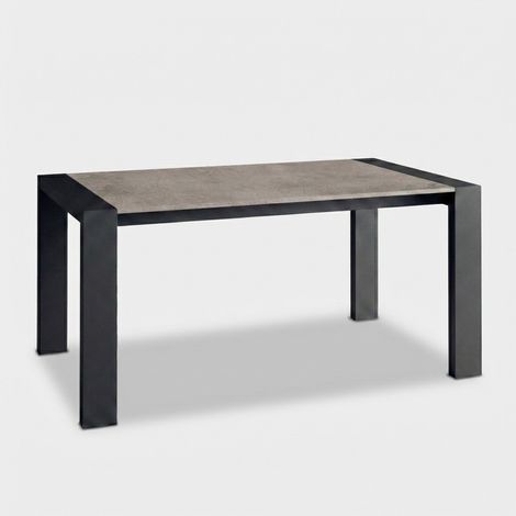 Tavolo da pranzo allungabile gambe nere 8 posti 140/195x90 Pesaro - Grigio chiaro