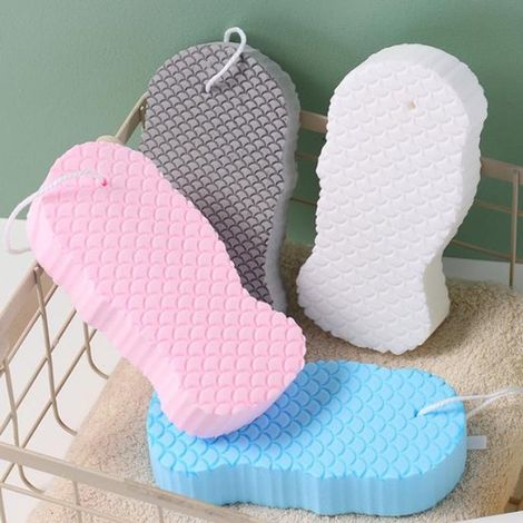Esponja de baño, 4 piezas, Esponja exfoliante, Esponja suave, PVA, Esponja de masaje, Reutilizable, 13,56,72,6 cm, Blanco, gris, azul, rosa (1/5)