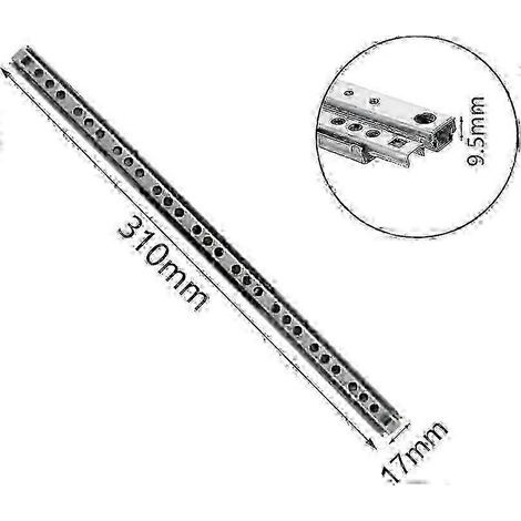 Glissières de tiroir à roulement à billes de 17 mm, longueur 310 mm, pour meubles, 1 paire (2 pièces) (1/4)