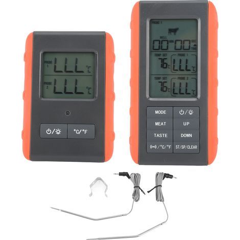 Meat thermometer with dual probe, HTN digital display, temperature alarm, wireless BBQ thermometer, for food and cooking (1/5)