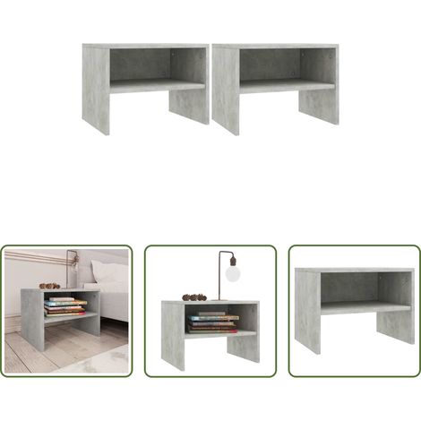 vidaXL Holzwerkstoff -  Nachttische 2 Stk. Betongrau 40x30x30 cm Holzwerkstoff
