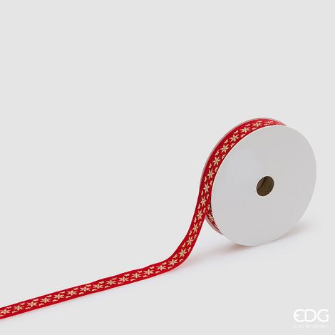 EDG Enzo De Gasperi Nastro Fiocco di Neve Red Gold 1,8 cm x 10 m – Decorazione di Natale (1/2)