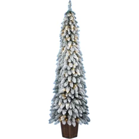 ALBERO DI NATALE FLOCCATO MOD.LANE H.180 CM CON LED (1/4)
