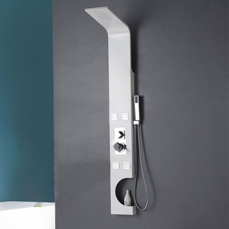 Distribain – Colonne de douche hydromassante 200x400x1600mm – 4 jets micro-jets – Aluminium blanc – A127