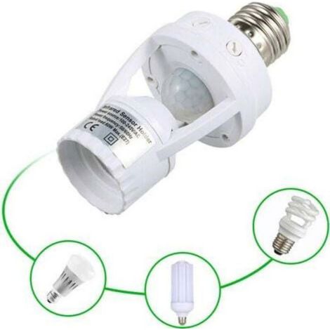 Douille PIR - Détecteur De Mouvement Pour Ampoules E27 - Intérieur - Réglage Temps Et Seuil Lumineux - 1 Pièce (1/4)