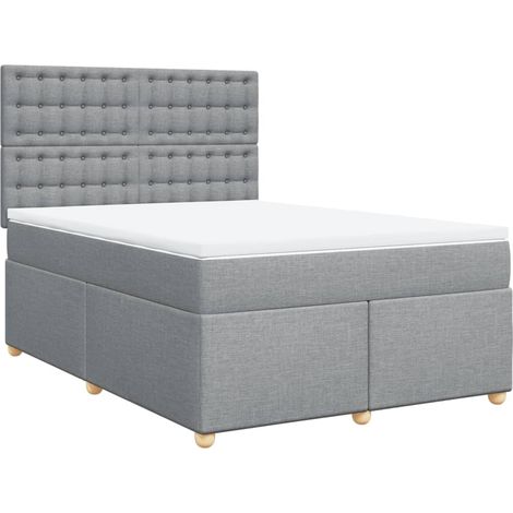 Maison Exclusive - Cama box spring con colchón tela gris claro 16 (1/5)