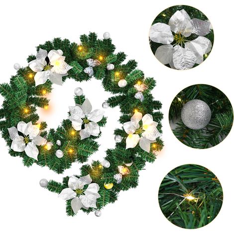 TolleTour LED Weihnachtsgirlande 2,7 m, 50 LED warmweiß, Batteriebox, silberne Weihnachtsdeko (1/5)