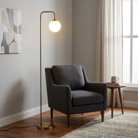 [GEBRAUCHT] B-Ware Stehleuchte Lampe Viran Glas Goldfarben Antik Wohnzimmer Schlafzimmer Esszimmer (1/2)