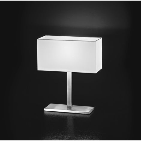 Lampe De Table En Métal Chrome Brossé, Abat-Jour En Tissu Blanc, Douille E14, Design Élégant Pour Éclairage Intérieur De Maison - Marque Perenz (1/2)
