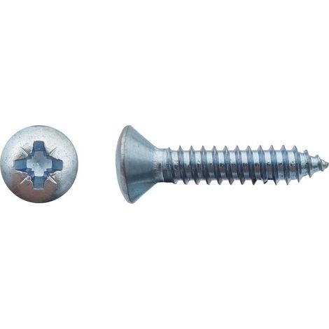 500 Vis à Tôle Tête Fraisée Bombée Pozidriv 4.2 x 19 mm - DIN 7983 - Zingué blanc - D-Work