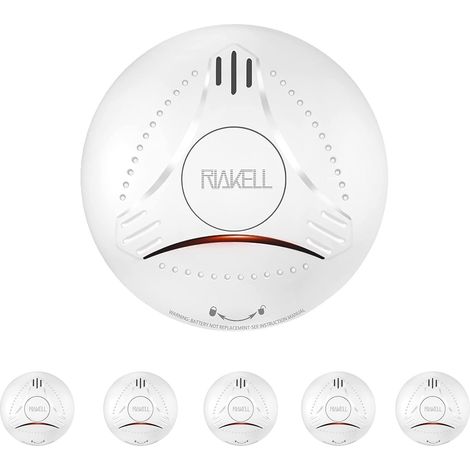 Detecteur de fumee, Lot de 5, Detecteur d'incendie, Pile de 10 Ans, Alarme Audible de 85 DB, FamilleDetecteur d'incendie avec capteur photoelectrique (1/5)