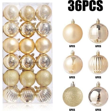 Pisexur Lot de 36 boules de Noël incassables pour sapin de Noël, décorations de mariage, de vacances et de Noël (1/4)
