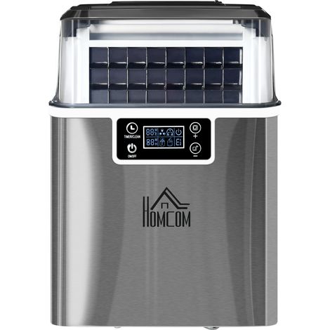 Macchina Ghiaccio 20kg/24h, 24 Cubetti in 14-18 Min, Paletta, Serbatoio 3.2L, Autopulente, Argento (1/5)