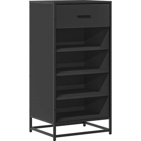 Étagère à chaussure Meuble à chaussures noir 48x38x97,5 cm bois d'ingénierie