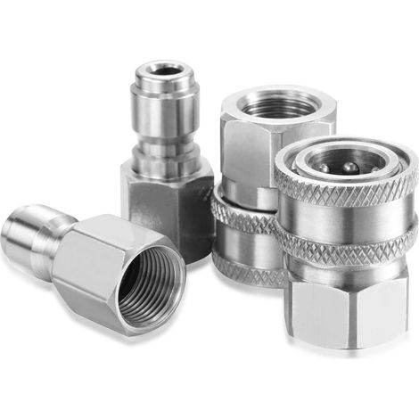 Kit de 4 raccords rapides mâles et femelles en acier inoxydable 3/8 pouce pour nettoyeurs haute pression (1/5)