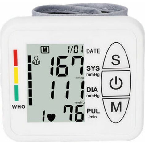 Professional Electronic Upper Arm Blood Pressure Monitor, Smart Accurate Cuff Blood Pressure Monitor, Automatic Detection of Hypertension, Arrhythmia, Pulse, Adjustable Cuff (White)