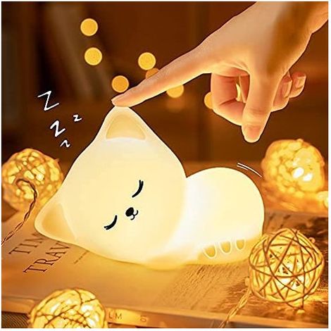 Veilleuse Enfant Chat,Veilleuse Bébé,Veilleuse Bebe Enfant Rechargeable,Veilleuse Bébé LED Portable Fille Adulte Garcon,Lampe Veilleuse Tactile Silicone Portable,Cadeau Bebe Fille Lumineux,Kawaii Deco (1/5)