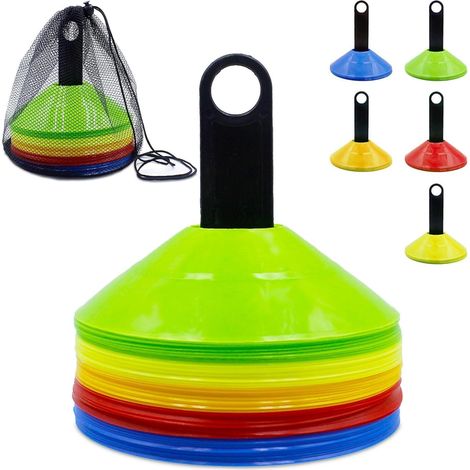 50 soccer training cones - 5 colors for marking the field (disc cones, soccer training equipment) (1/5)