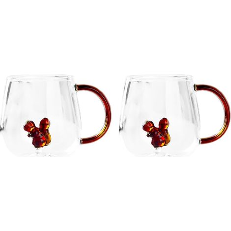 Lot de 2 Tasses à Thé Écureuil en Verre Transparent pour Café et Chocolat Chaud 400 ml - PANGIVO (1/5)