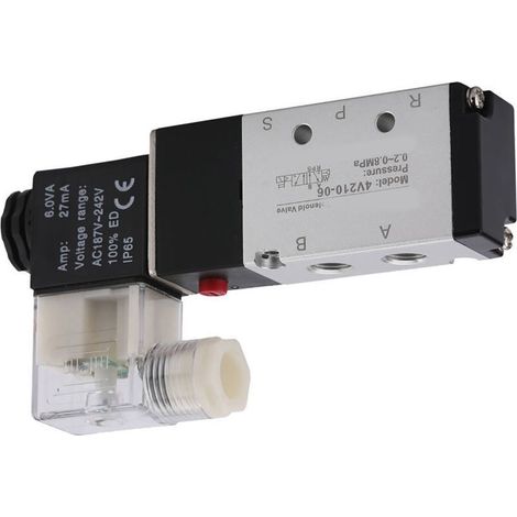 Électrovanne pneumatique à 2 positions et 5 voies, en alliage d'aluminium, remplacement résistant à l'usure 4V210 08 AC220V. (1/5)