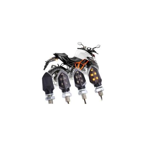 4pcs Mini LED Clignotants Moto Lumières Lampe Étanche Homologué Indicateurs Avant Arrière Universel 12V Compatible avec Harley Kawasaki Yamaha Suzuki Honda - Crezuo (1/4)