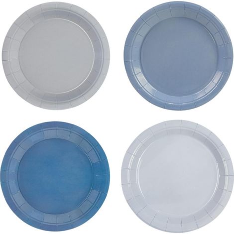 Lot de 48 assiettes en carton bleu dégradé bleu 18 cm Assiettes à dessert jetables pour anniversaires, mariages, fêtes prénatales, fêtes et autres occasions, 4 couleurs (1/5)
