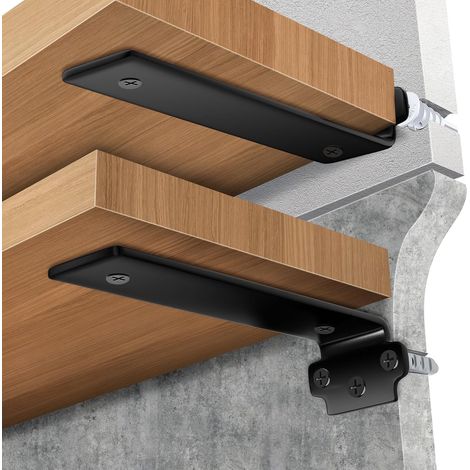 Lot de 6 Equerre Etagere Murale de 20 cm, équerre étagère Support Etagere Murale, Capacité de Charge 70KG,5 mm D'épaisseur, Equerre Charge Lourde (1/5)