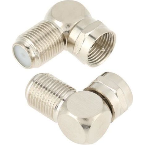 Connecteur TV - OLL - HB014 - 5X Adaptateur F Mâle-Femelle - Angle Droit 90° - Laiton Nickelé (1/4)