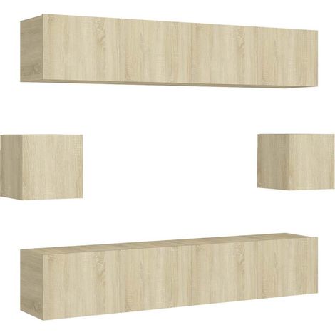 Maison Exclusive - 6-tlg. TV-Schrank-Set Sonoma-Eiche Holzwerksto (1/5)