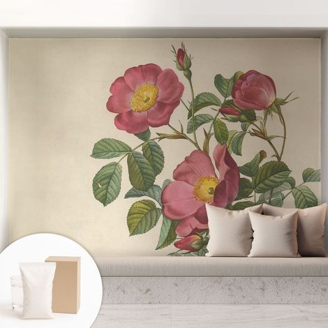 Tapete Vliestapete mit Kleber - abwaschbar - Tapete mit Motiv - trendige Wanddeko - elegant Fototapete Rosenmotiv 208x146 cm (1/5)